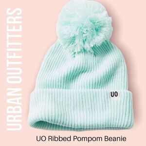 Urban Outfitters UO Ribbed Pompom Green Mint Beanie NWT ❄️🍁